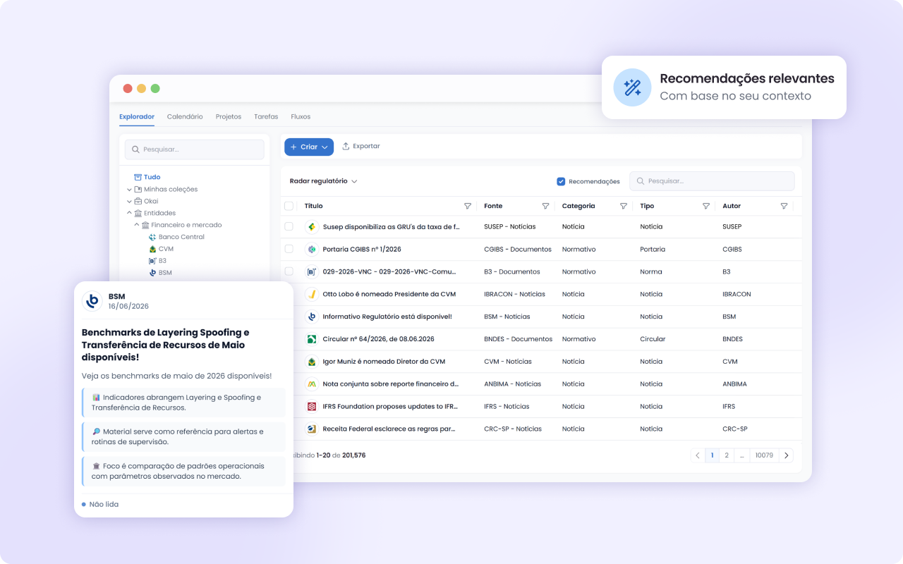 Preview de publicações e recomendações no Explorador