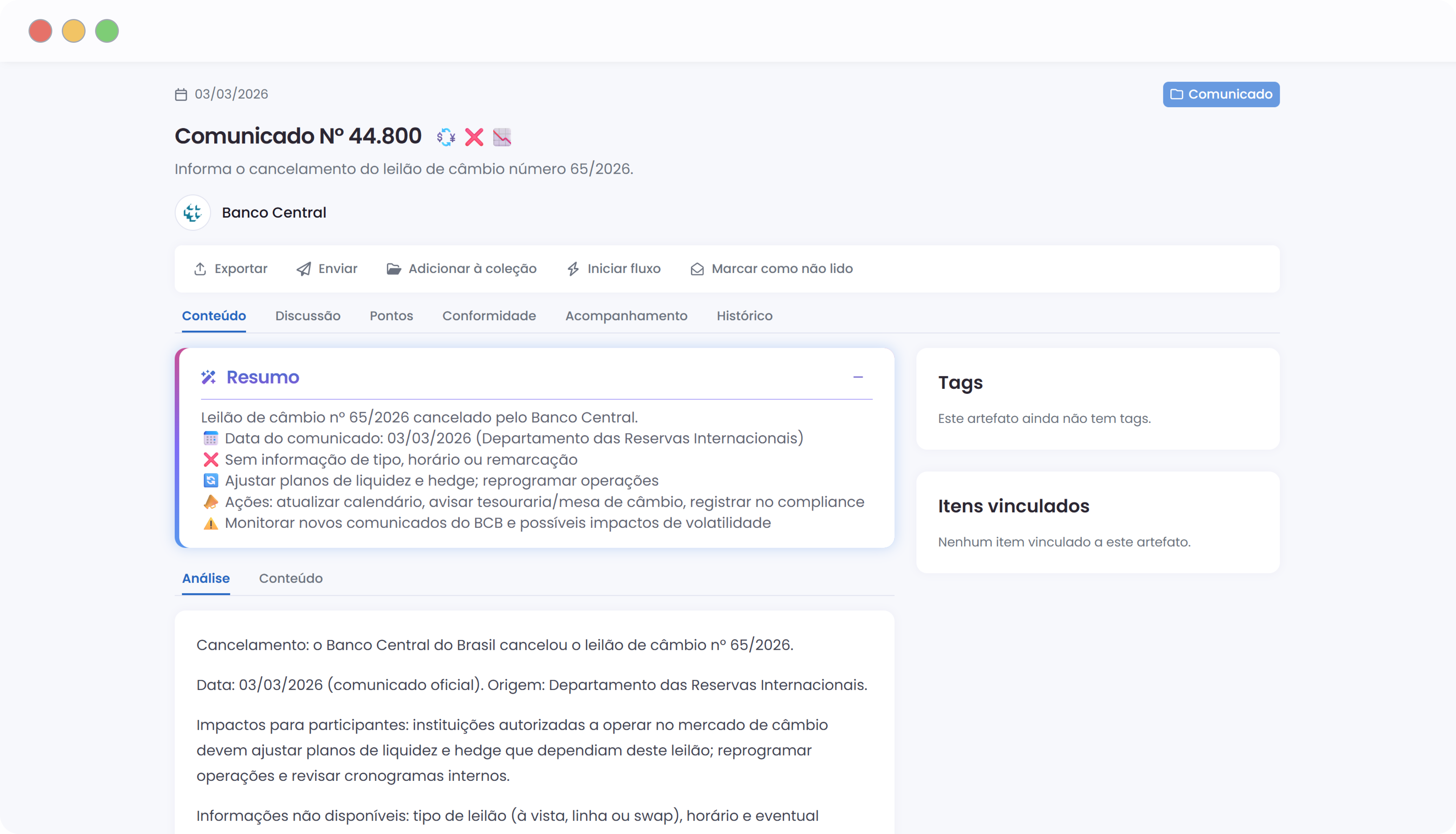 Preview dos insights com IA da Okai