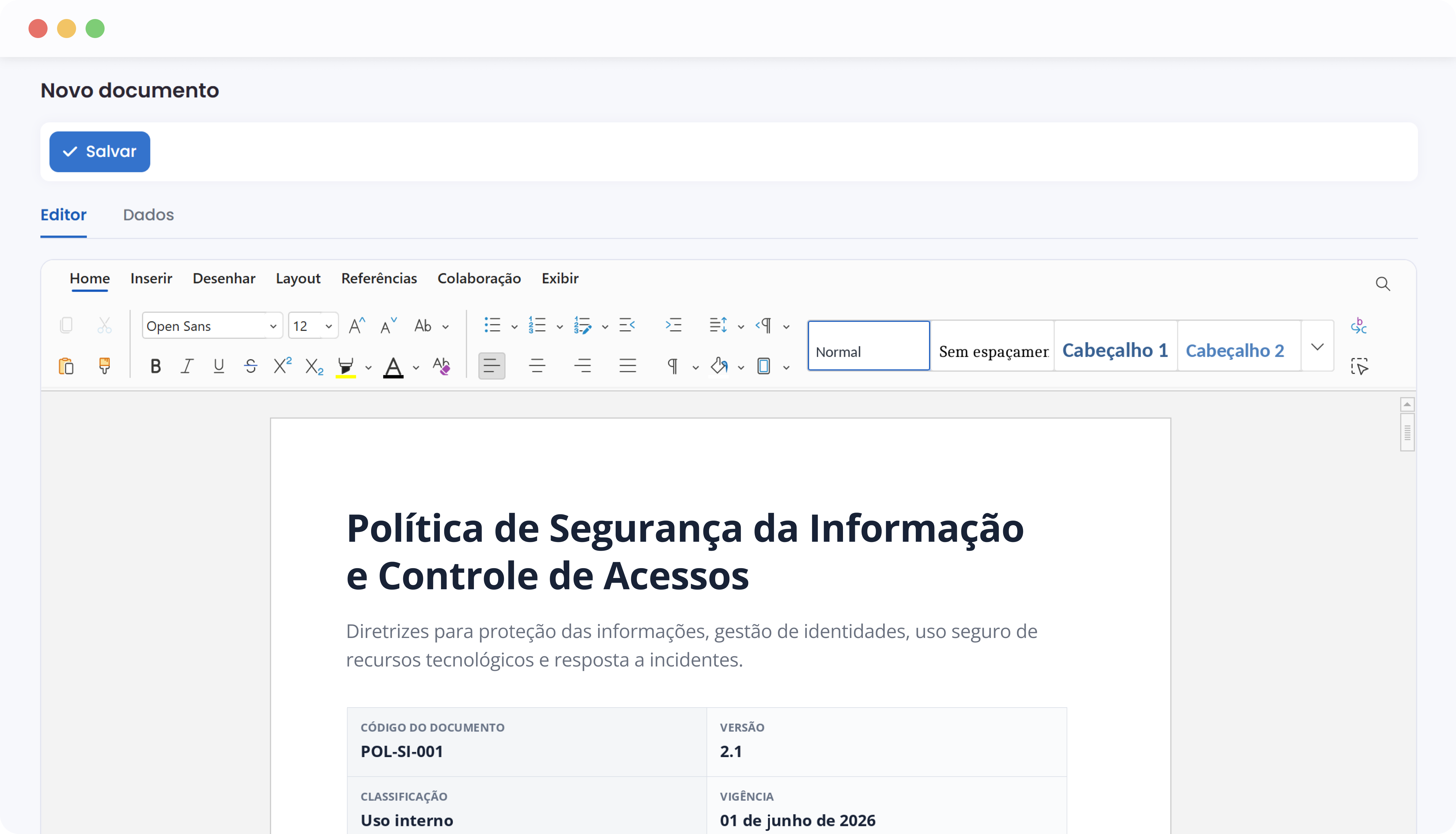 Editor Word no Compliance Hub da Okai